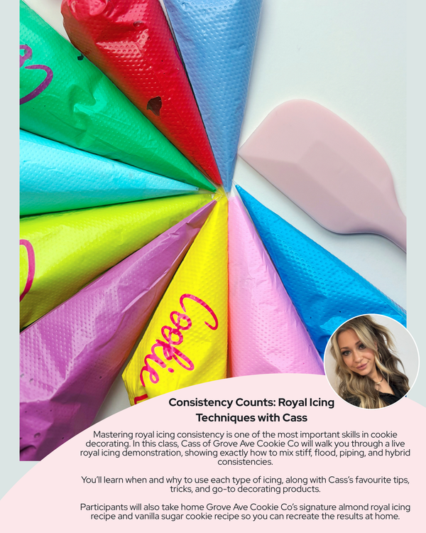 Consistency Counts: Royal Icing Basics w/Cass: Saturday, Sept 19th, 3:00PM - 4:00PM (S1A)
